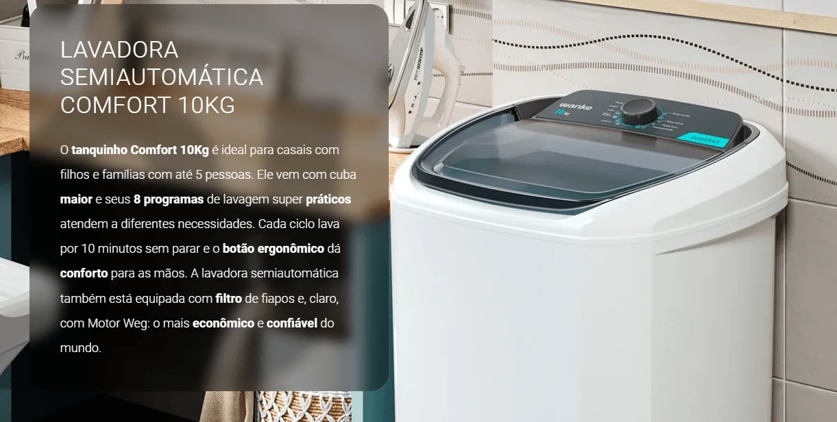 Tanquinho Wanke Comfort 10 kg